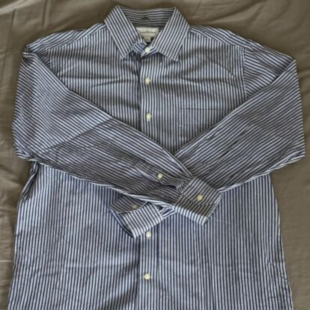 Men's Tommy Bahama Shirt Long Sleeve Button Down Blue Stripes Size Large EUC